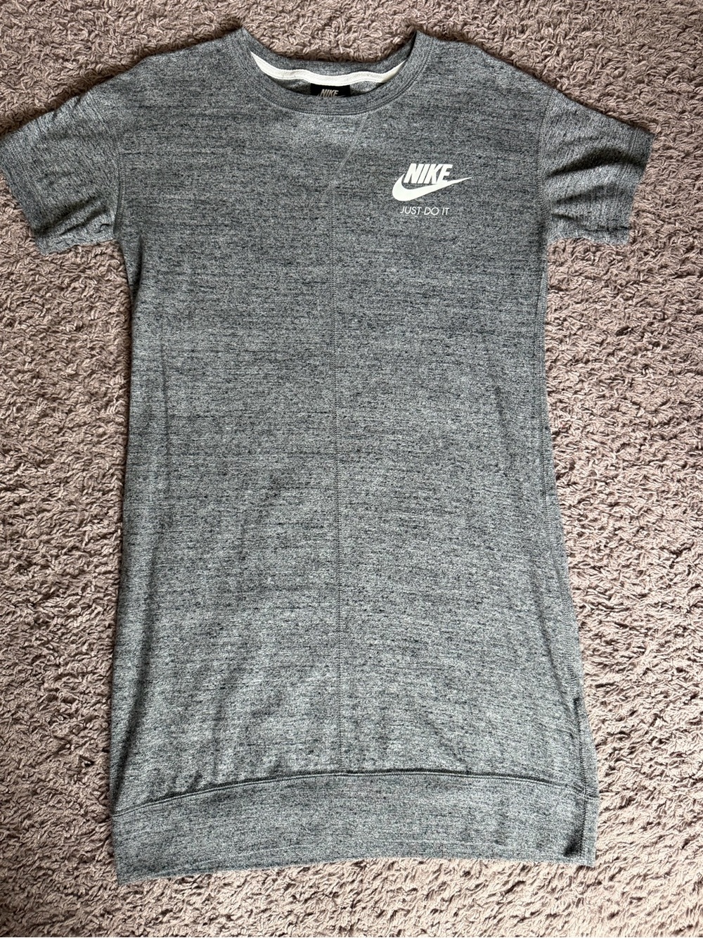 Nike Heather Gray Short Sleeve Tee Dress with White Logo
